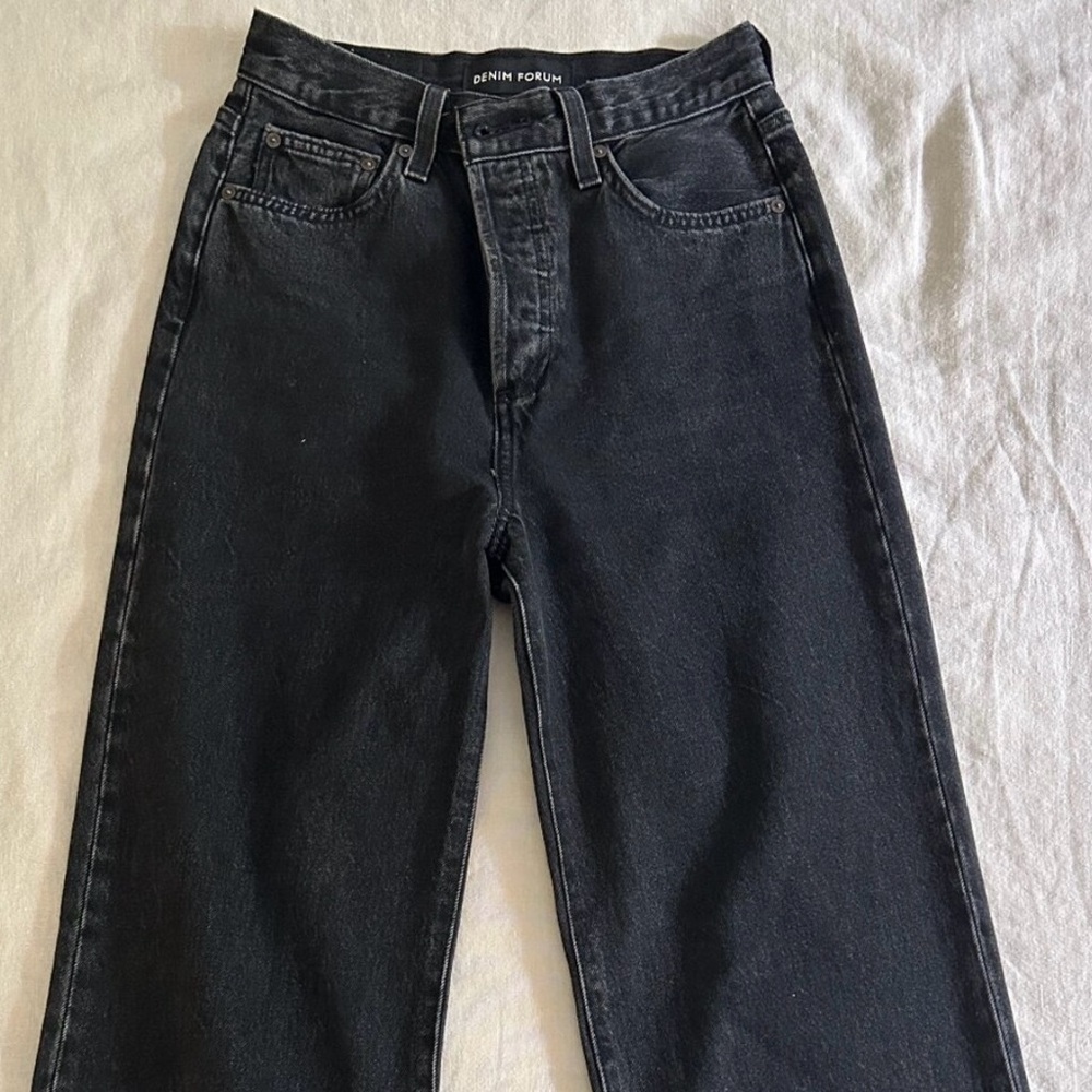 Denim Forum High-Rise Straight-Leg Jeans in Black